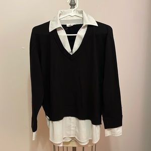 Women’s One Piece Sweater Blouse Black & White Sz XL Milano